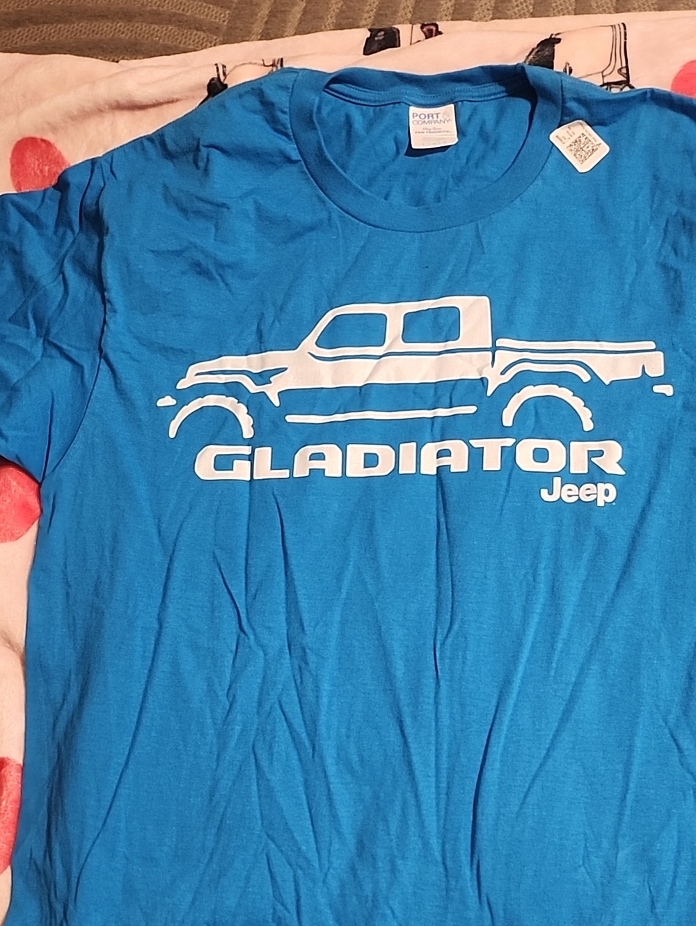 Jeep Bright Blue Tee with White Gladiator Truck Graphic